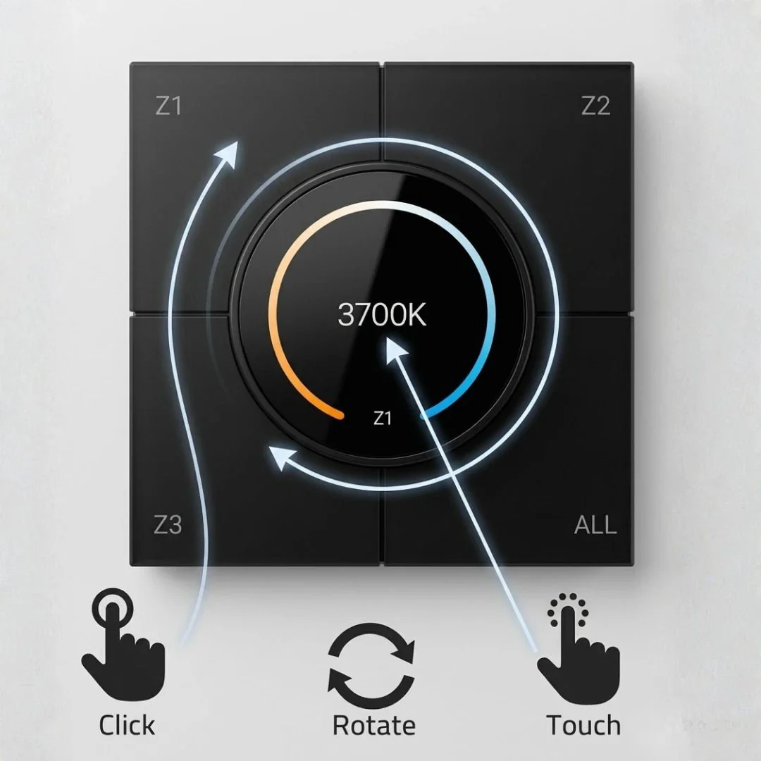 Ultralight A-Z Smart Switch with Screen for Modern Smart Lighting (UL-AZ1002-LCD-PB) - Image 3