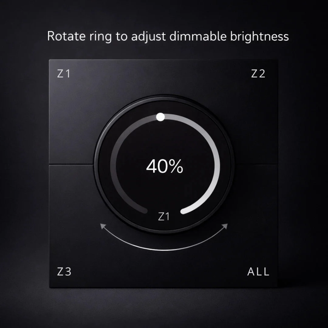 Ultralight A-Z Smart Switch with Screen for Modern Smart Lighting (UL-AZ1002-LCD-PB) - Image 4