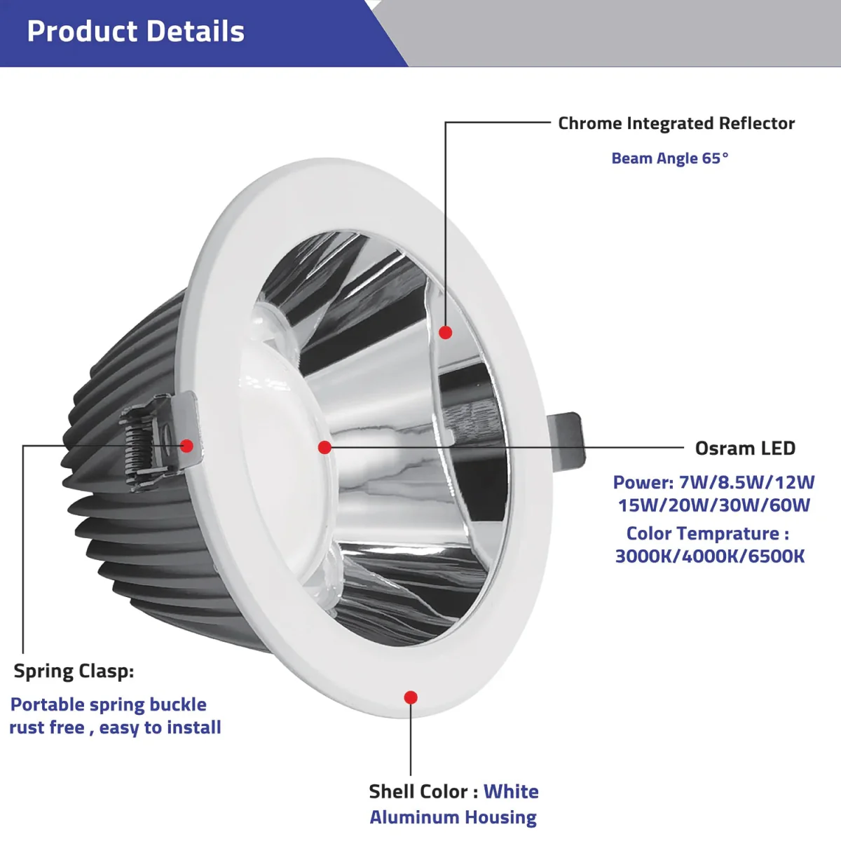 Ultralight Anti-Glare Recessed LED Downlight - Energy-Efficient Lighting (BR6228) - Image 3