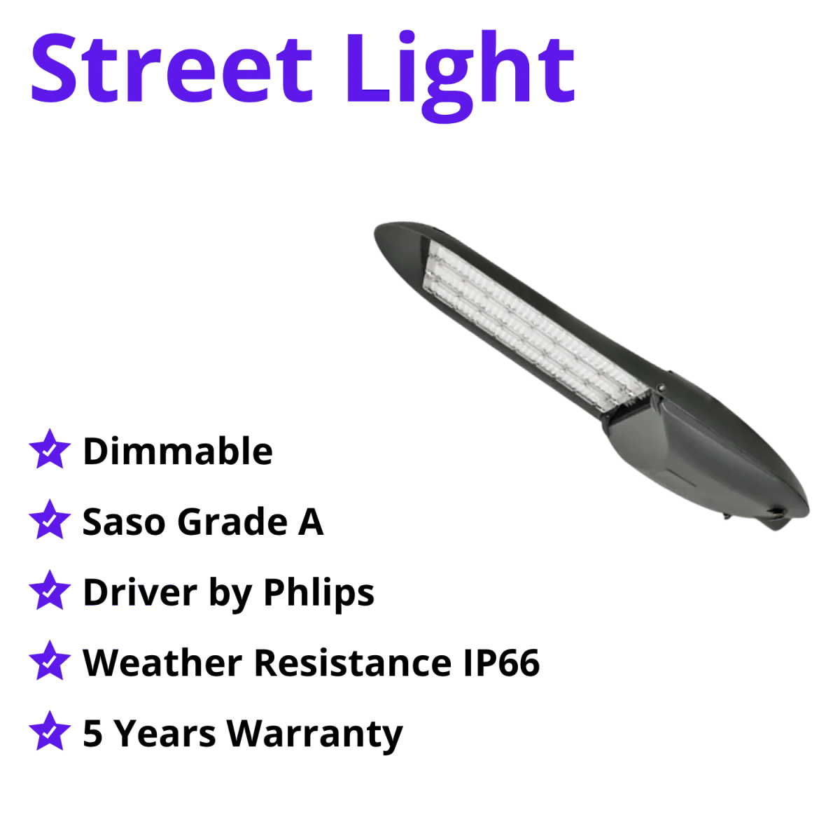 Dimmable LED Street Light 200W-300W – IP66 Outdoor Light with Philips Driver (WL-ST201906) - Image 3