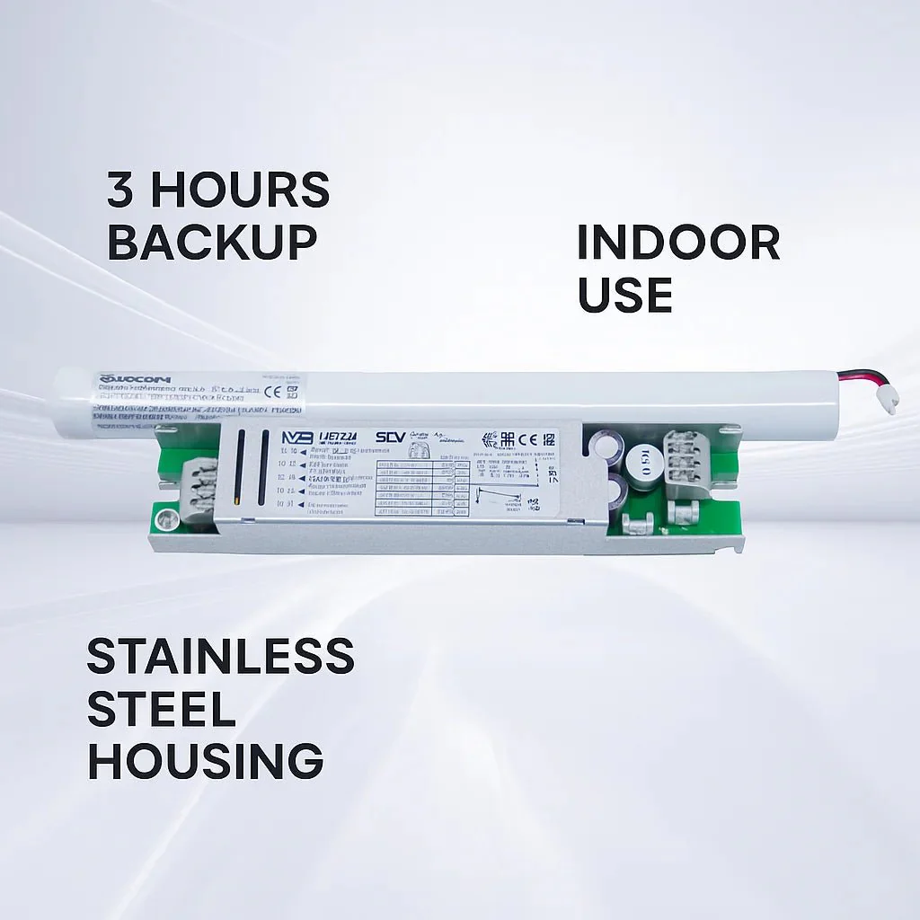 Emergency Power Pack (LIFEP04) with Vossloh Schwabe Battery – 3 Hours Backup – 2W-3W Load Capacity – Stainless Steel Housing – Indoor Use - Image 3