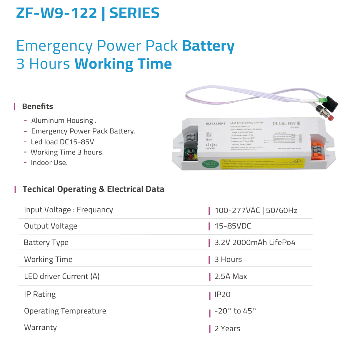 Emergency Power Pack – Reliable Backup Power for LED Lighting (ZF‑W9‑122) - Image 3