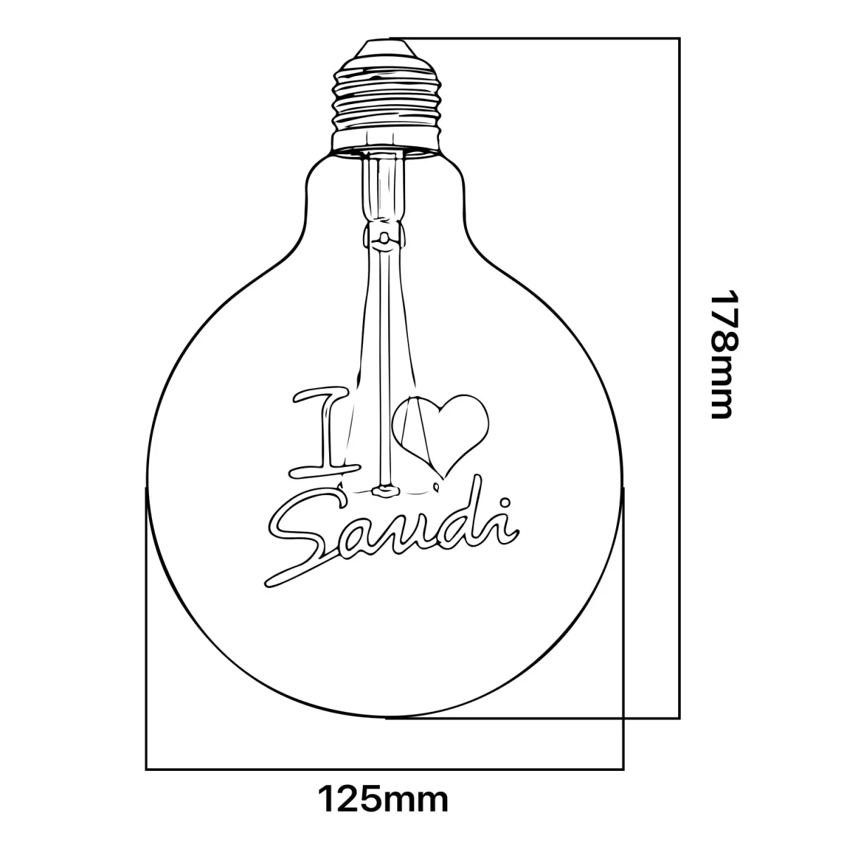 G125 I Love Saudi Bulb Shape Letter Vintage Style (G125) - Image 7
