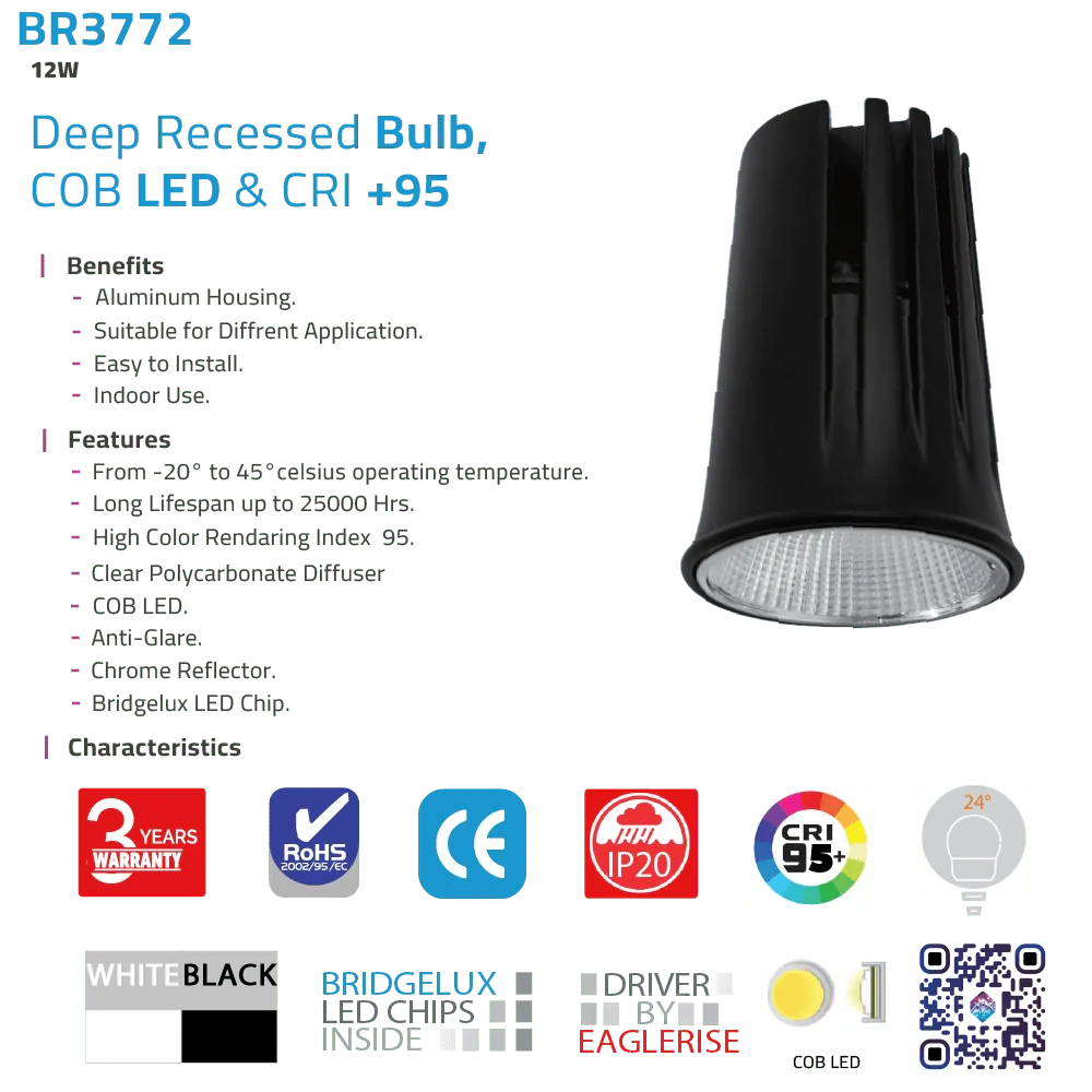 LED COB Bulb Light 12W CRI95 - Deep Anti-Glare Lighting (BR3772) - Image 5