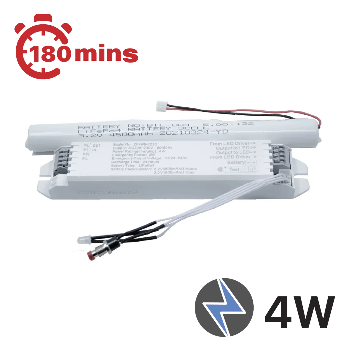 LED Emergency Power Pack Battery - 4W - 24V (ZF-W9-121C)