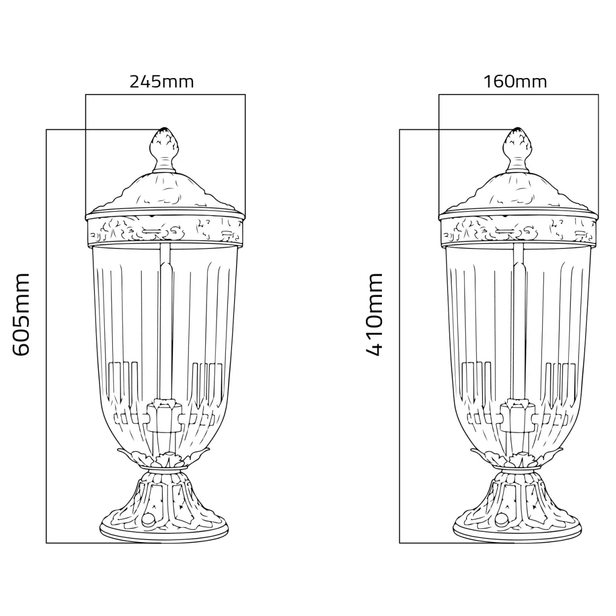 Ultralight Luxury Copper Outdoor Lantern IP44 (3205-Family) - Image 8