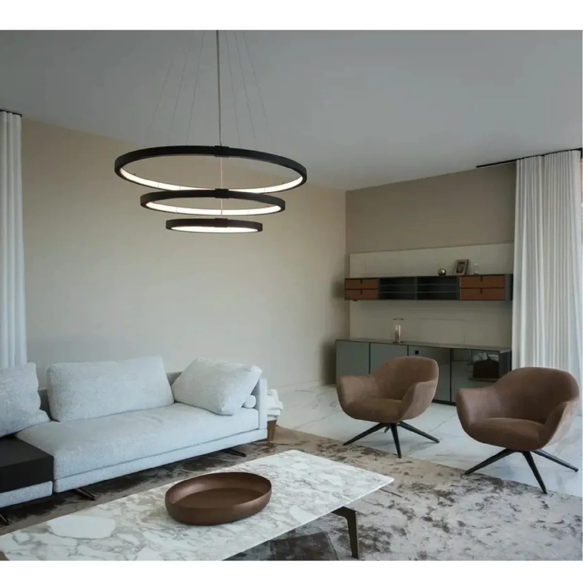 LED Pendant Light (BR4822) – 3-in-1 Suspended Modern Chandelier with Silicon Ring Diffuser - Image 6