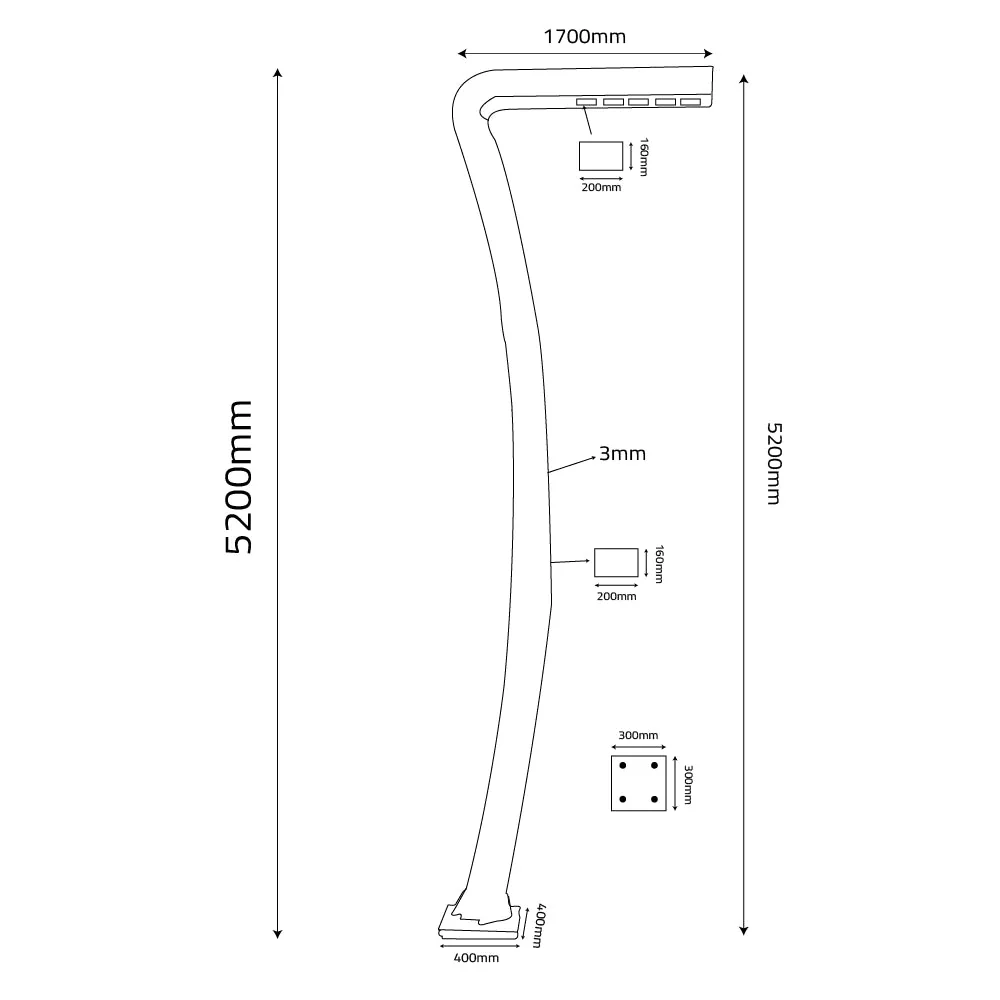 LED Pole Light 5 Meter 200W IP54 for streets & parks (QT1850) - Image 5