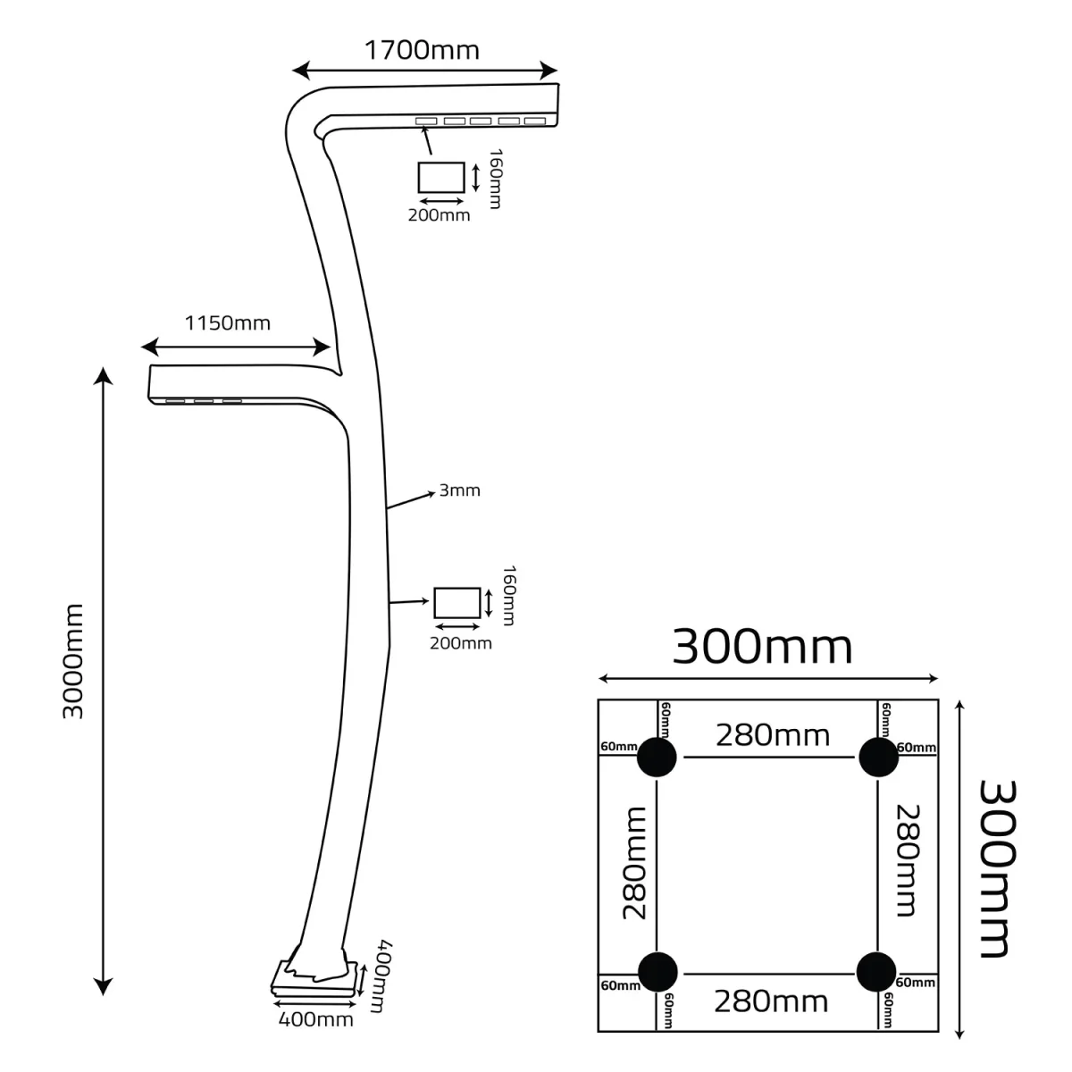 LED Pole Light 5 Meter 200W+120W IP54 for streets & parks (QT1850‑2) - Image 6