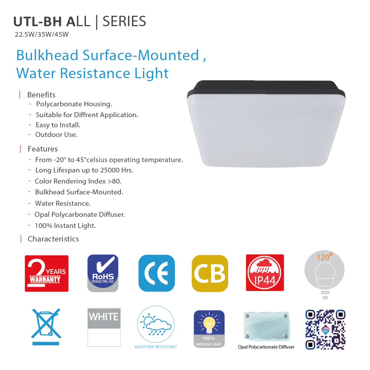 LED Squared Surface Mounted Light – Durable Water-Resistant Lighting (UTL-BH SQ) - Image 5