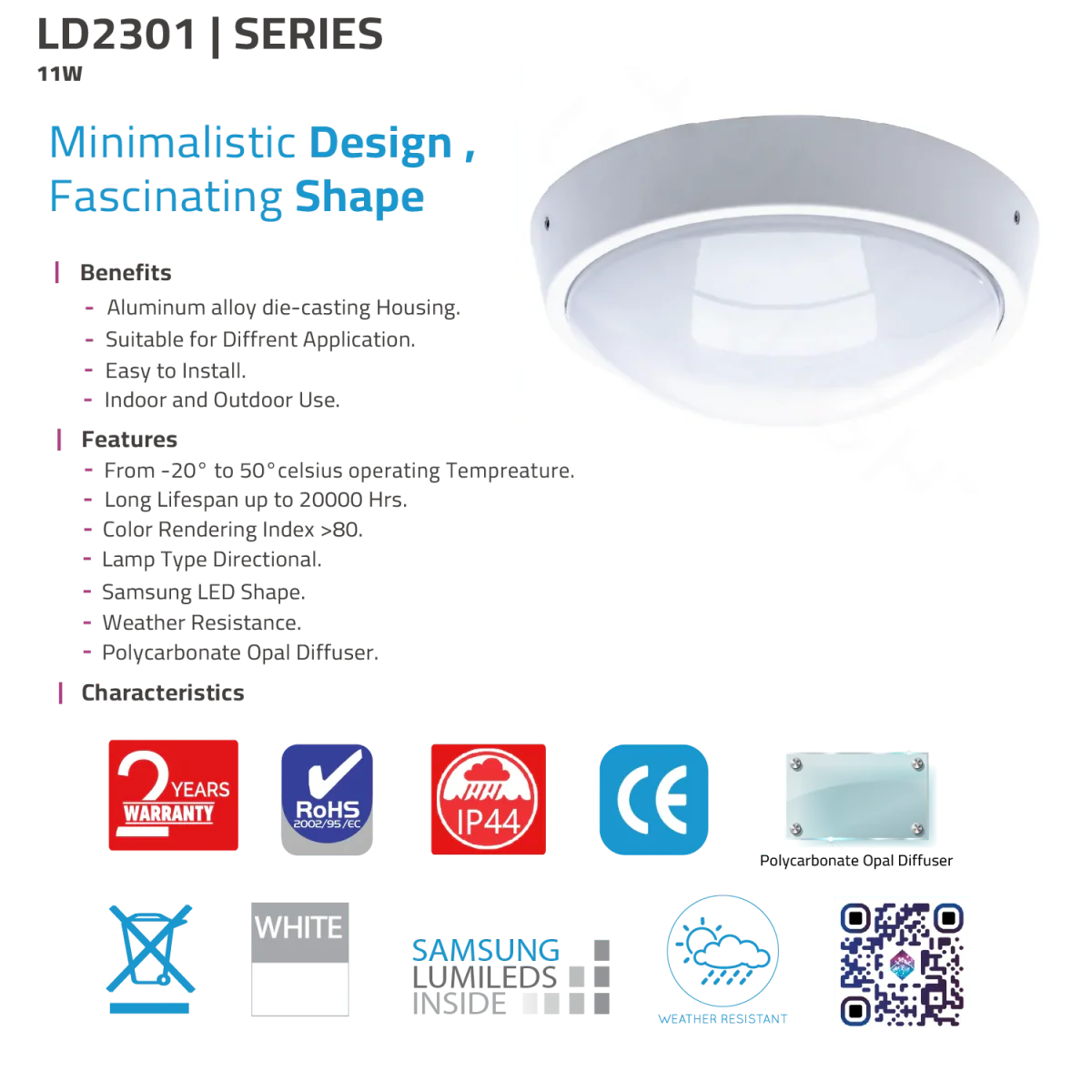 LED Surface-Mounted Light (LD2301) – 11W IP44 Minimalist Ceiling Fixture - Image 4