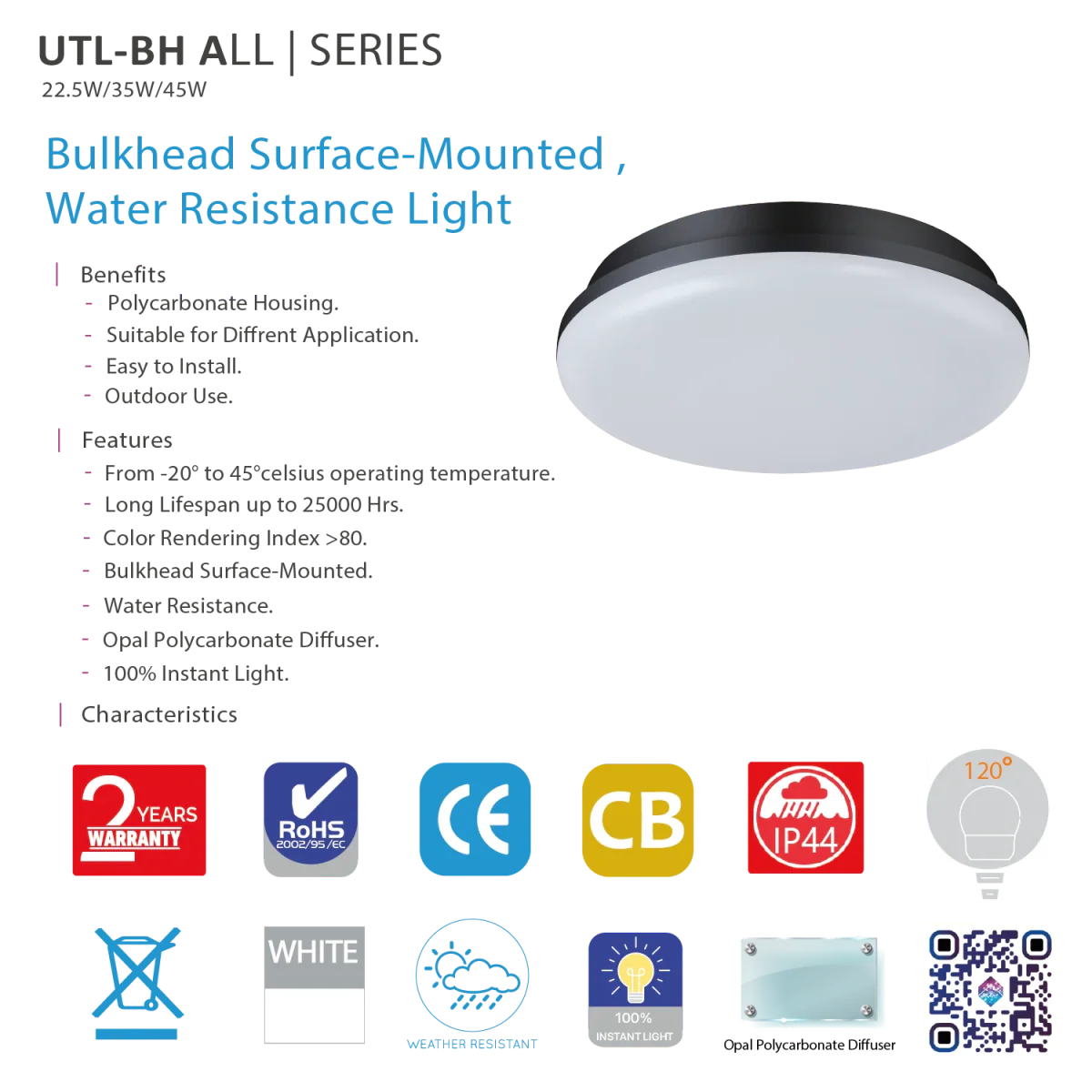 LED Surface Mounted Light – Stylish and Durable Water-Resistant Lighting (UTL-BH) - Image 5