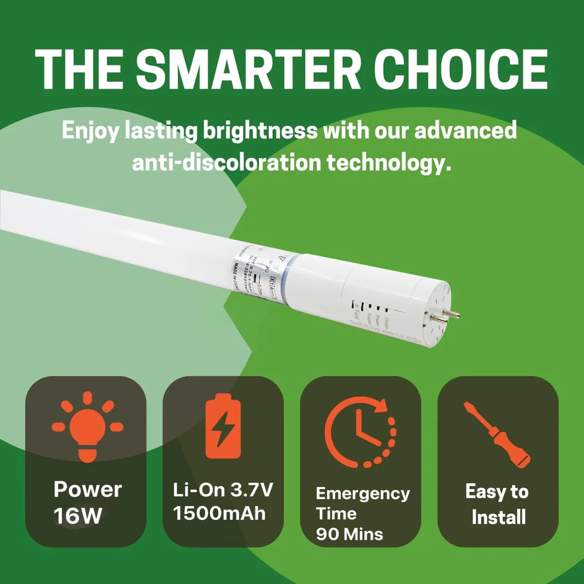 LED Tube Bulb T8 Emergency with Battery 16W 120Cm (ZF-335) - Image 5