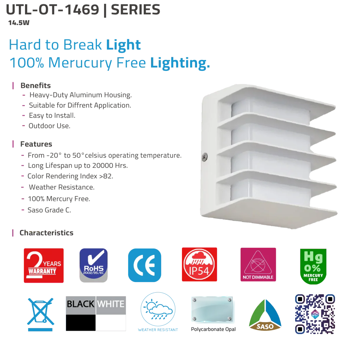LED WALL LIGHT (UTL-OT-1469) – Modern Outdoor Wall Fixture - IP54 Protection - Image 6