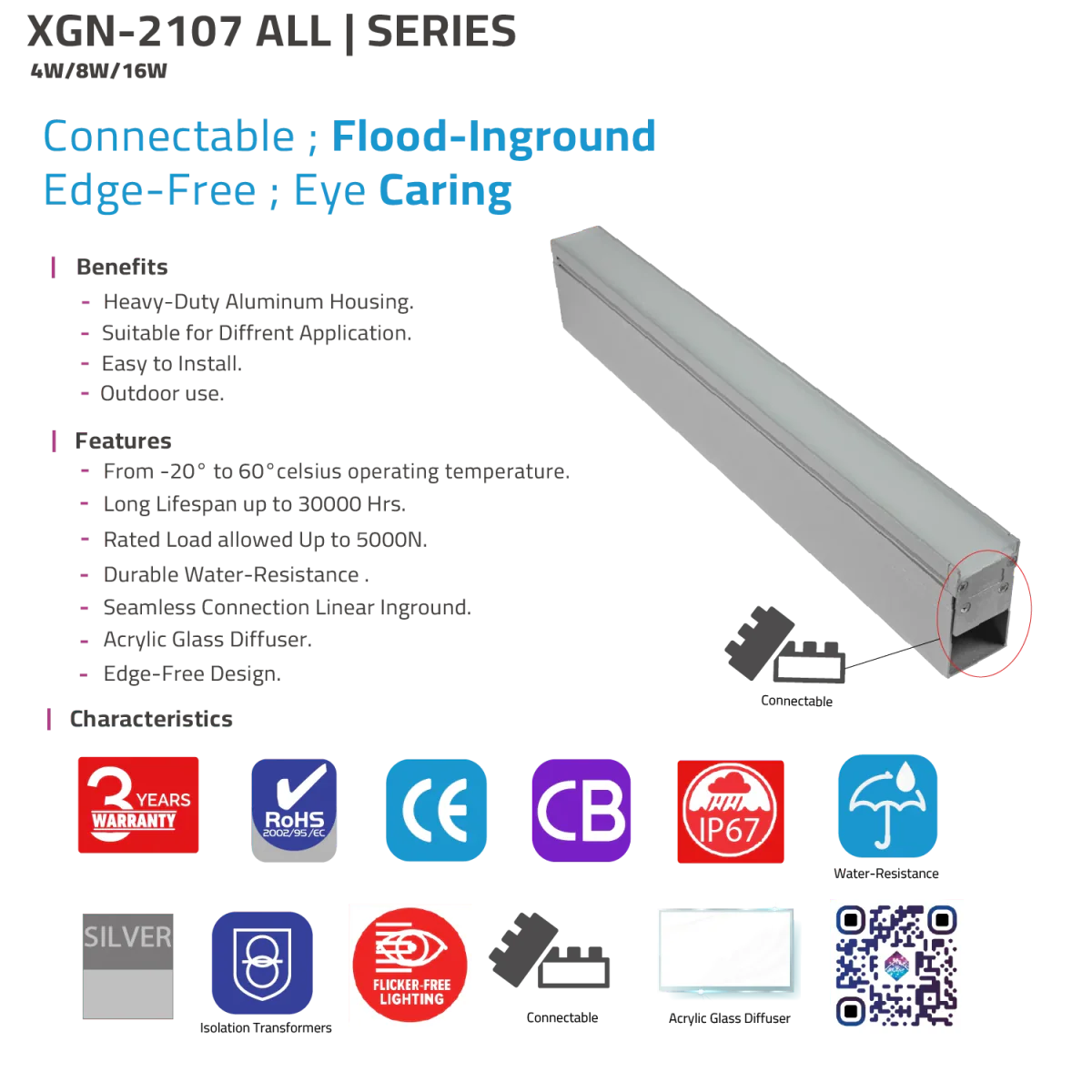 LINEAR UNDERGROUND LIGHT IP67 (XGN-2107) – Connectable - Edge-Free - Outdoor Inground Lighting - Image 11