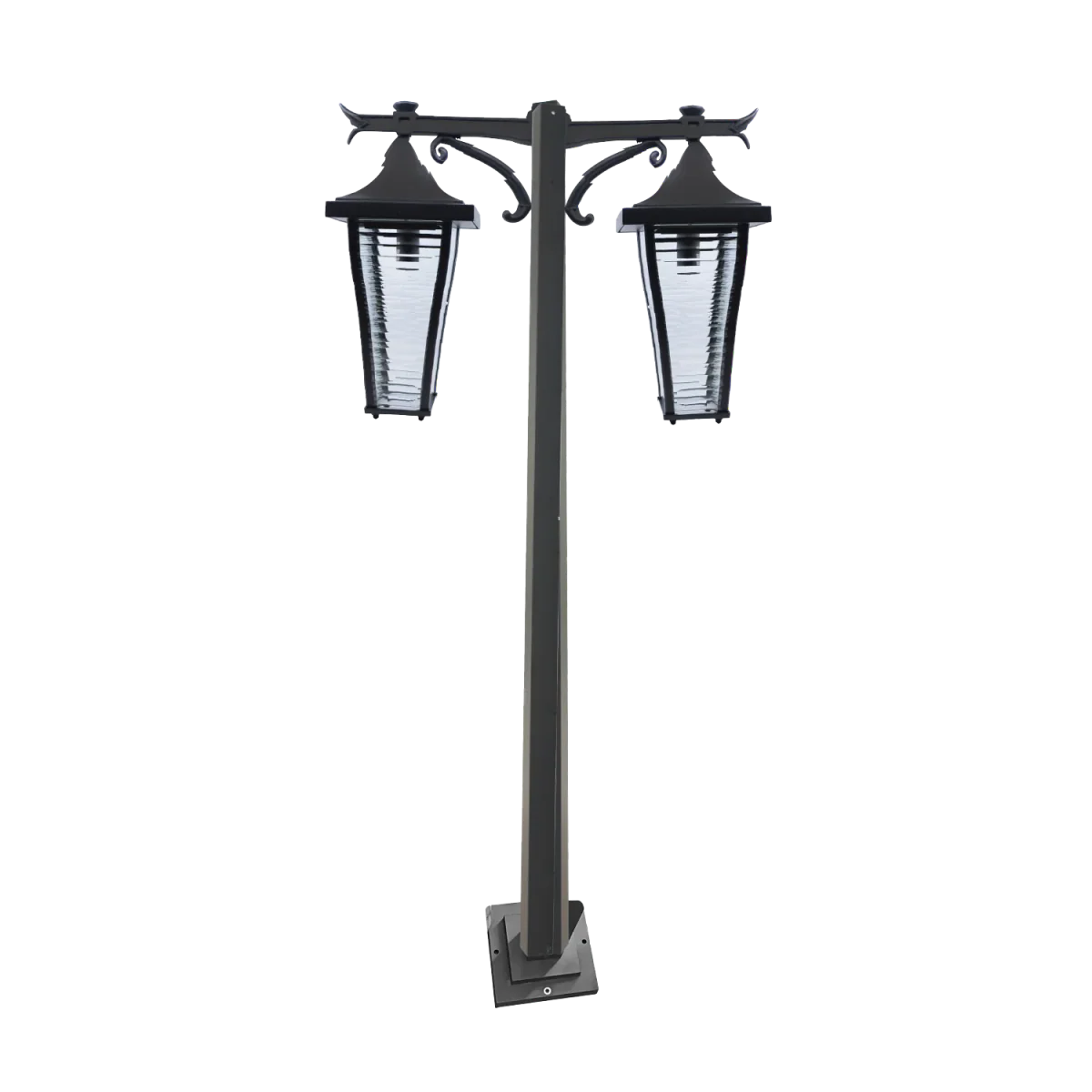 Outdoor Pole Light with Dual Classic Lanterns (0304-PL059-2) - 2.5 Meters - IP44 Weather-Resistant - 2xE27 Bulb Bases