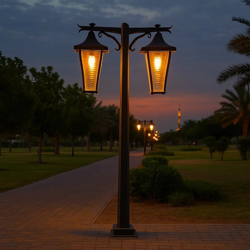 Outdoor Pole Light with Dual Classic Lanterns (0304-PL059-2) - 2.5 Meters - IP44 Weather-Resistant - 2xE27 Bulb Bases - Image 2