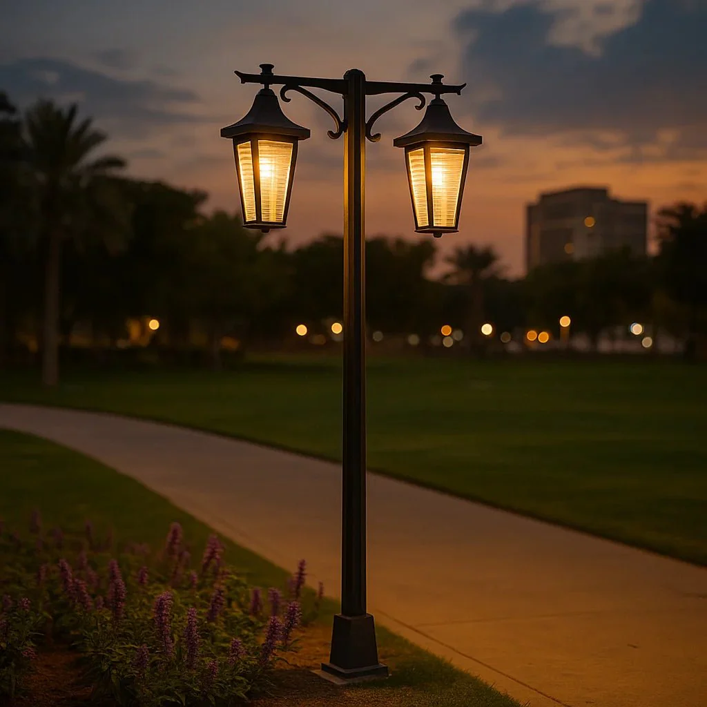 Outdoor Pole Light with Dual Classic Lanterns (0304-PL059-2) - 2.5 Meters - IP44 Weather-Resistant - 2xE27 Bulb Bases - Image 3