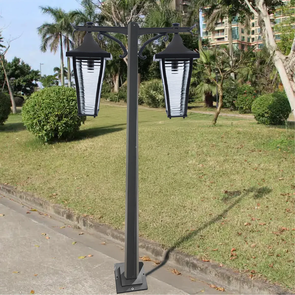 Outdoor Pole Light with Dual Classic Lanterns (0304-PL059-2) - 2.5 Meters - IP44 Weather-Resistant - 2xE27 Bulb Bases - Image 4
