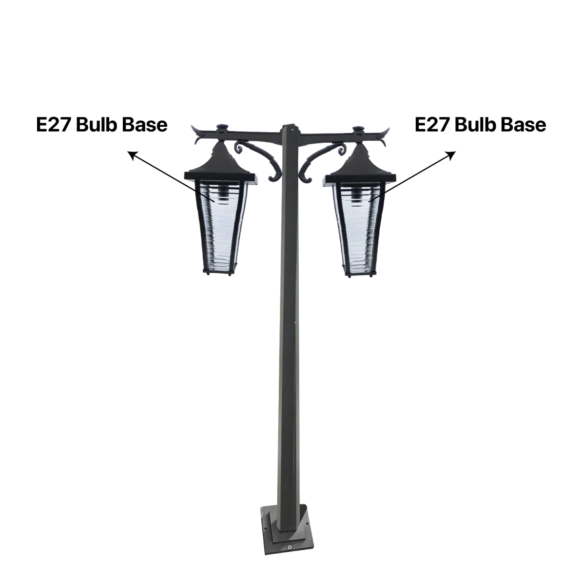 Outdoor Pole Light with Dual Classic Lanterns (0304-PL059-2) - 2.5 Meters - IP44 Weather-Resistant - 2xE27 Bulb Bases - Image 5