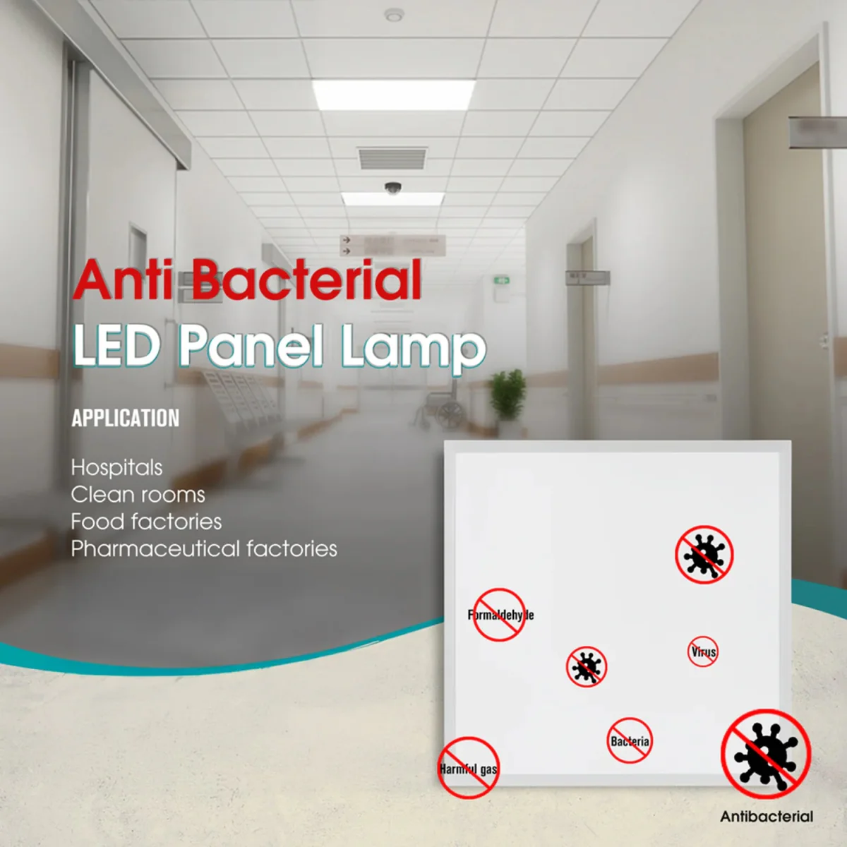 Ultralight Antibacterial LED Panel Light 60x60 40W (WPL-ADV-6060) - Image 2