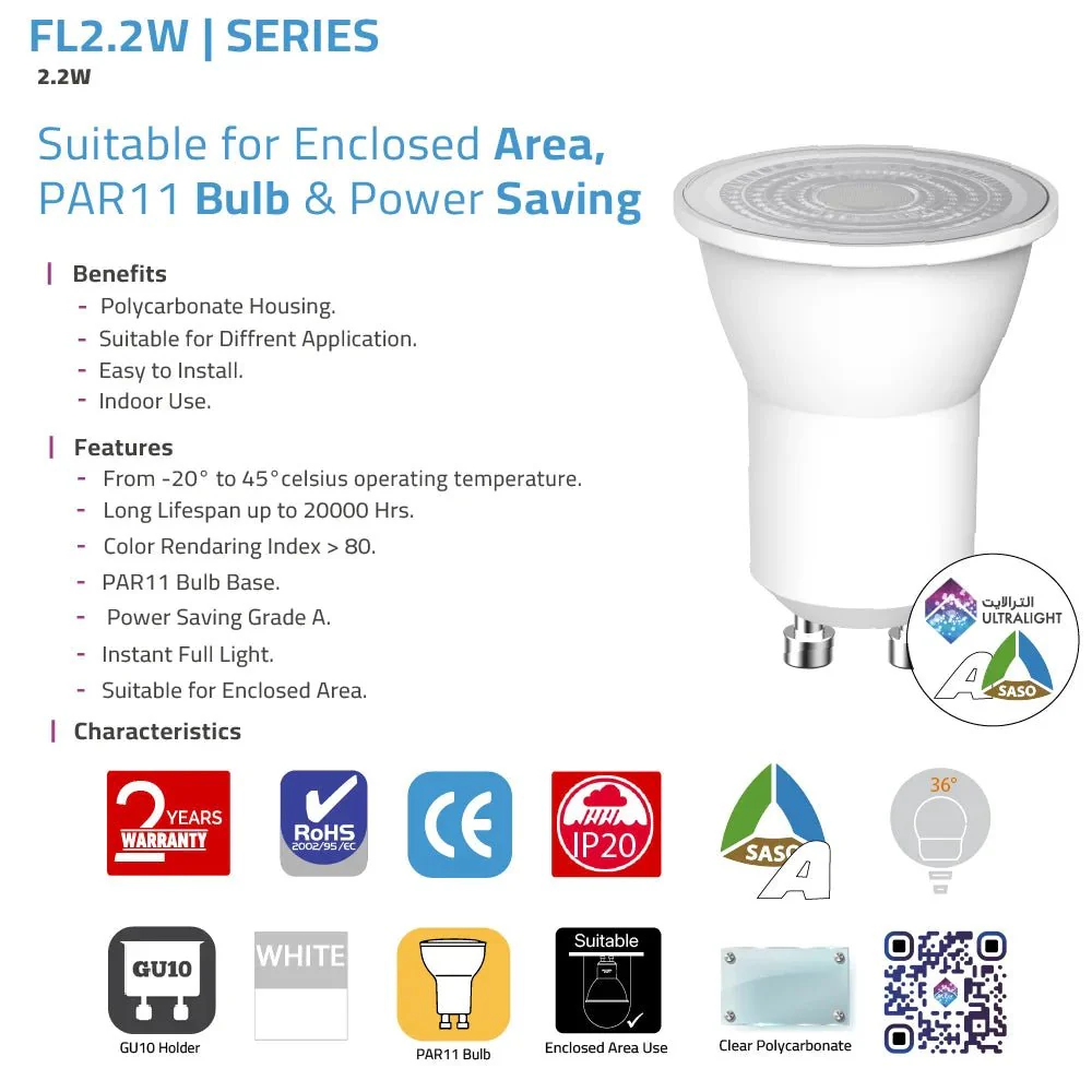 PAR11 LED Bulb Light GU10 Base - for Enclosed Area (FL2.2) - Image 7