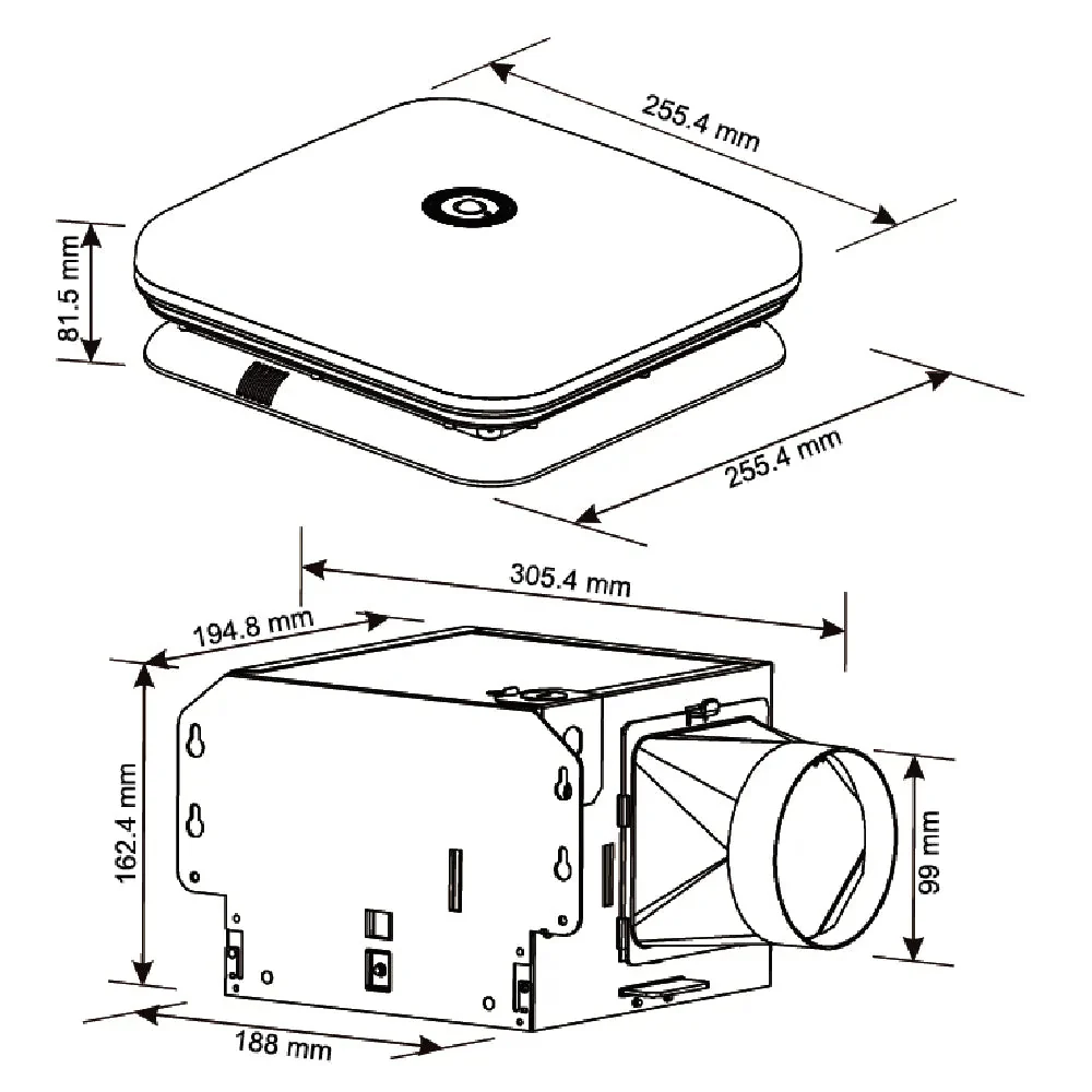 Bathroom Exhaust Fan with Light Motion & Humidity Sensor (UTL-BF2003) - Image 12
