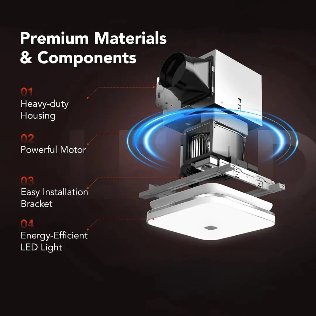 Bathroom Exhaust Fan with Light Motion & Humidity Sensor (UTL-BF2003) - Image 6