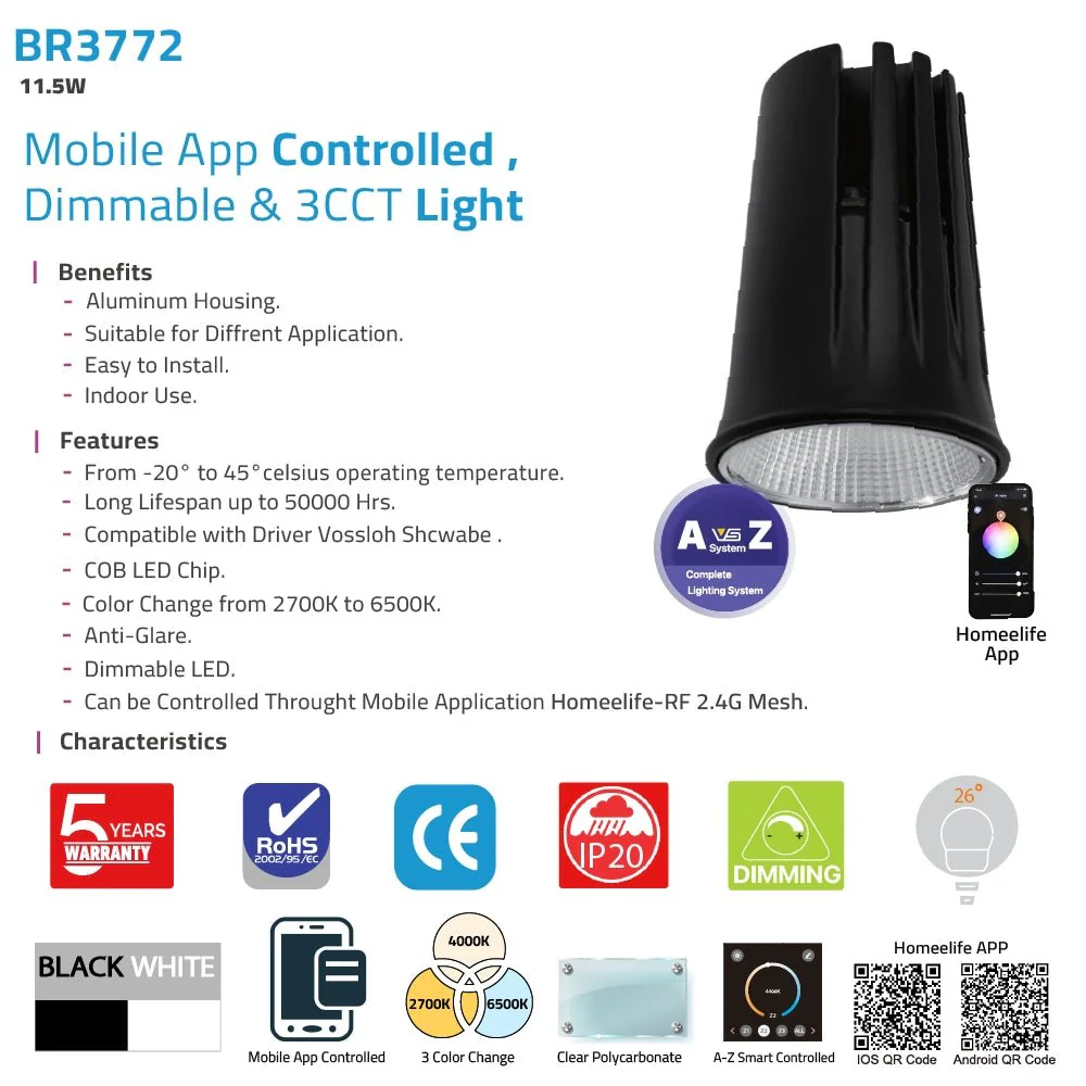 Smart LED Spot Light 5cm 11.5W & Mobile App Controlled (BR3772) - Image 4