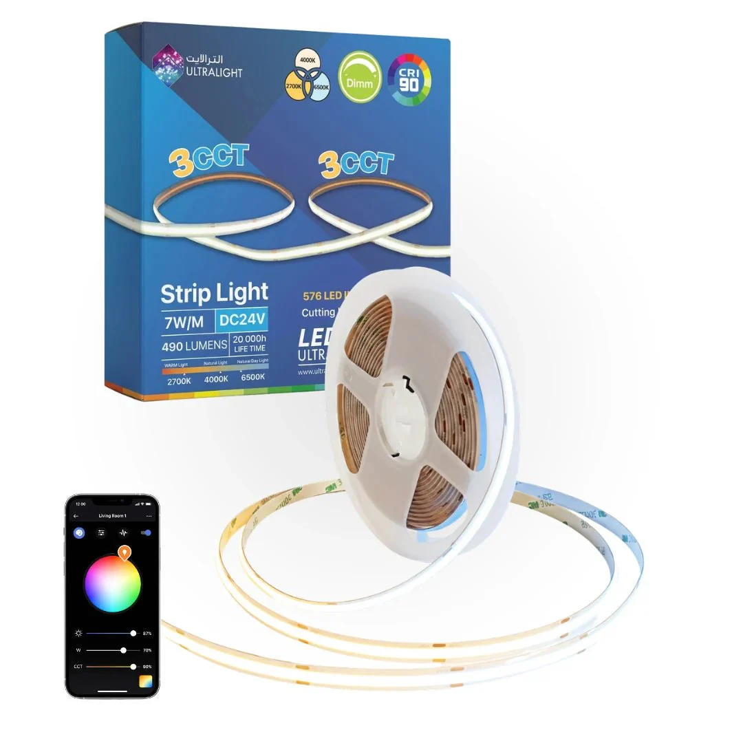 Smart Indoor Strip Light 15M 7W/M - Mobile App Controlled (COB-576P)