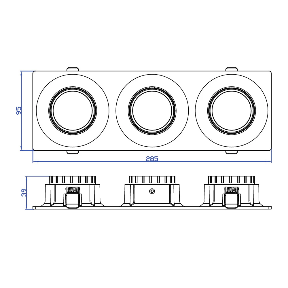 Ultralight Triple Downlight Square (BA124-3) - Image 3