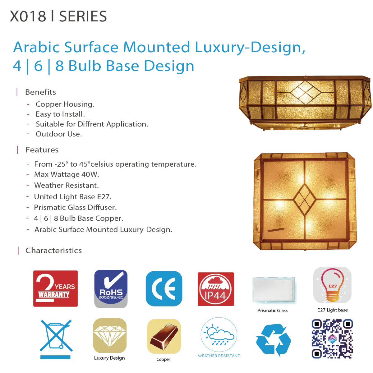 Ultra Light Copper Surface Mounted Light – Luxury Arabic Design Fixture (X018) - Image 5
