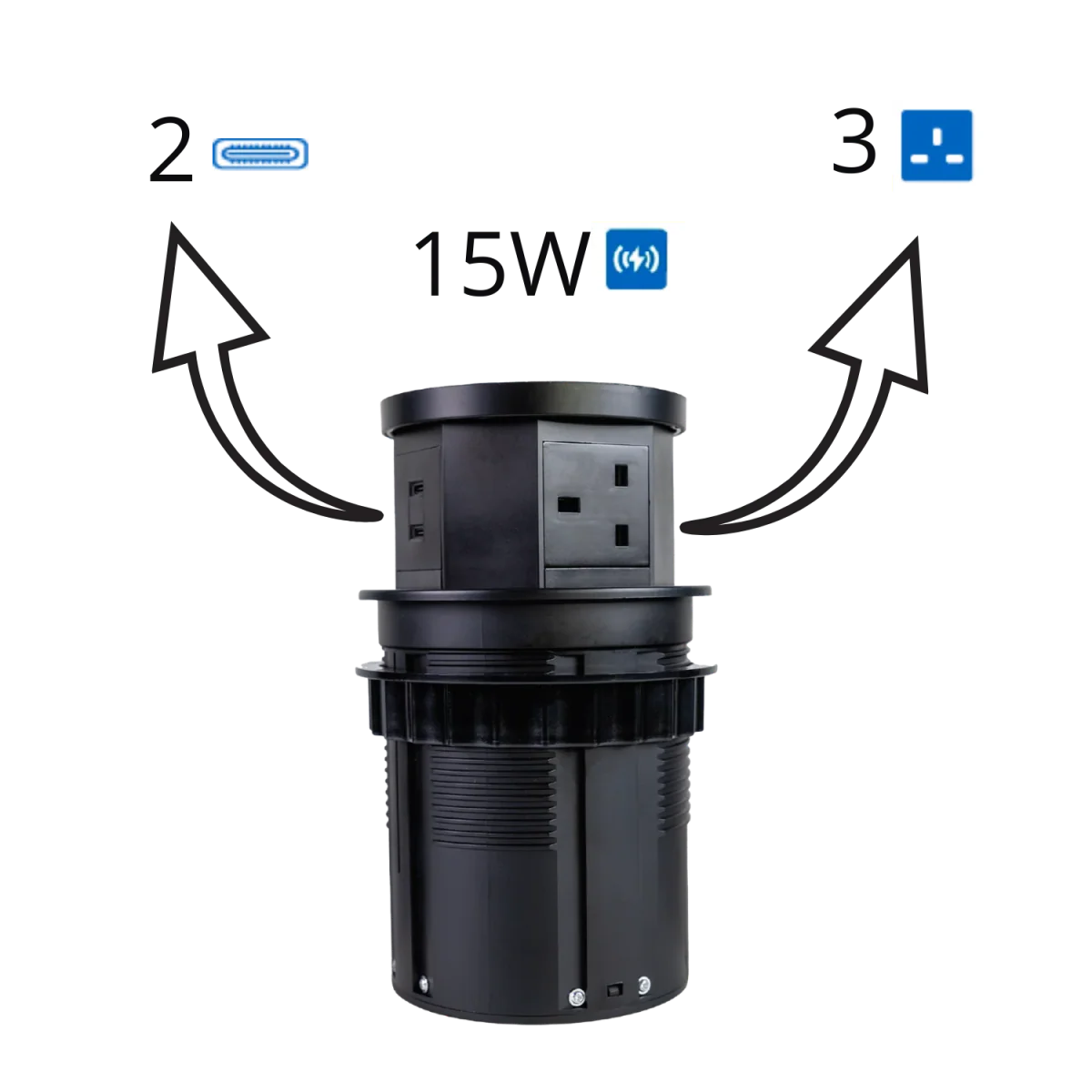 Ultra Light Motorized Desktop Socket with Wireless Charging and Sensor (SJ-01) - Image 3