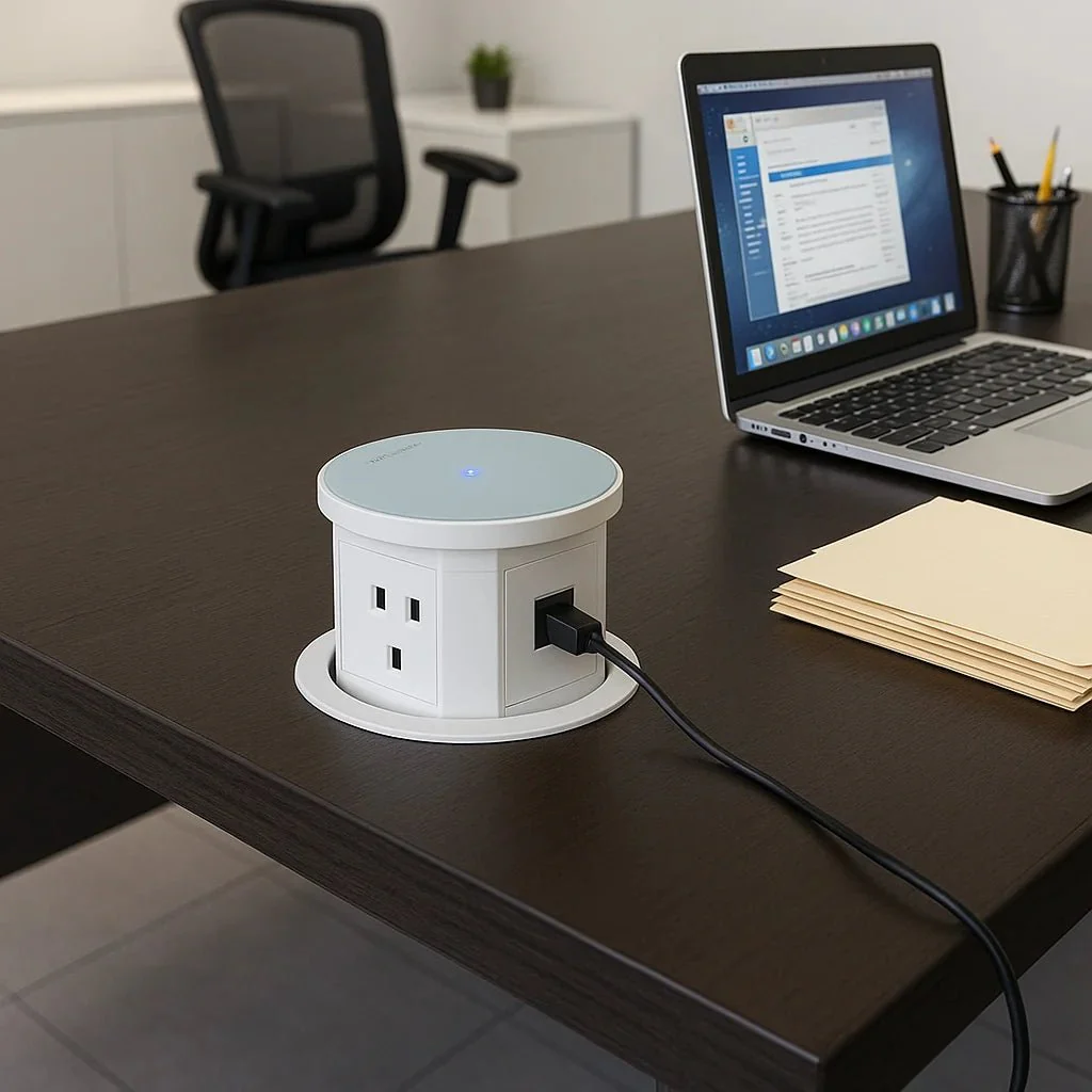 Ultra Light Motorized Desktop Socket with Wireless Charging and Sensor (SJ-01) - Image 4
