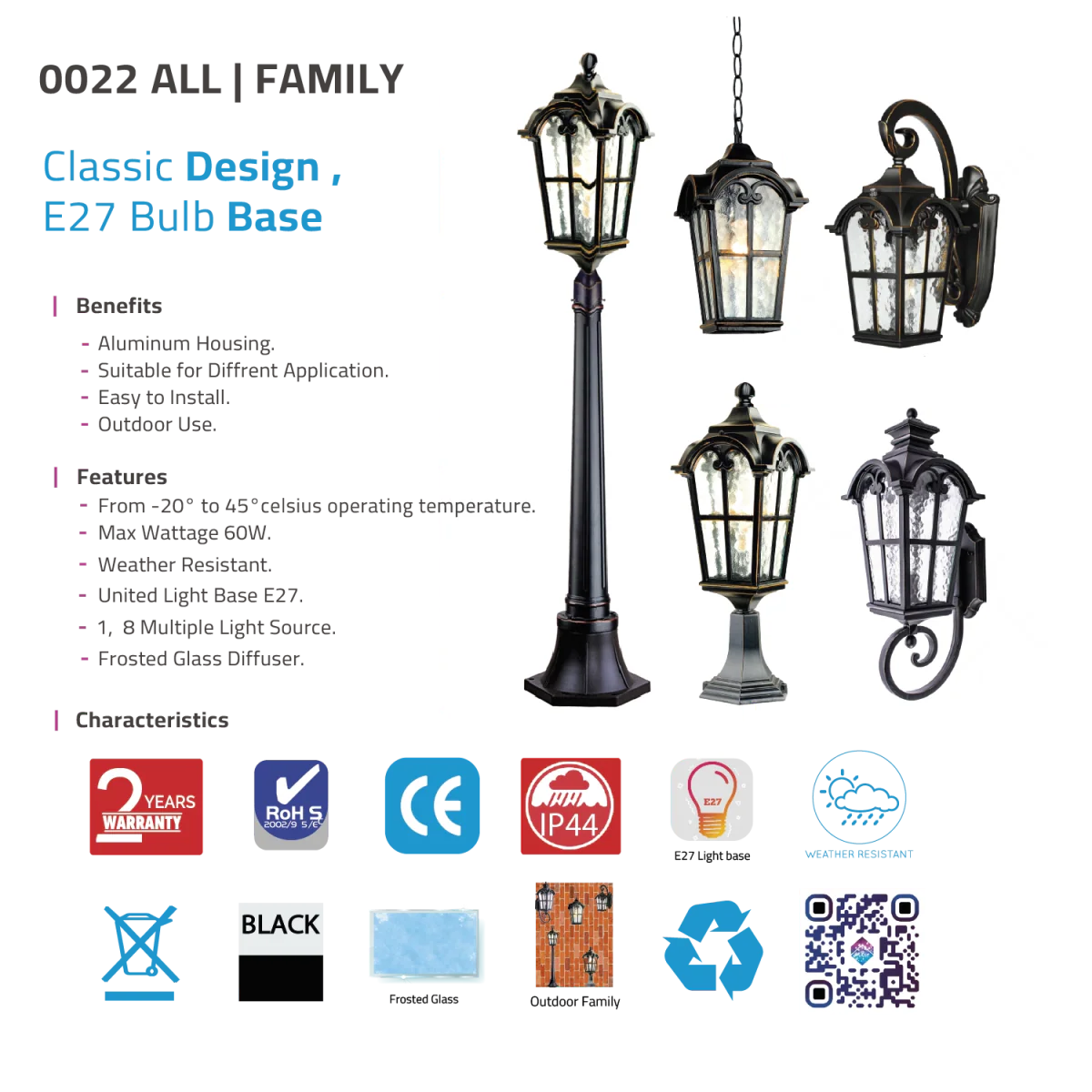 Ultra Light E27 Outdoor Classic Light – Elegant Outdoor Lighting (0022-FAMILY) - Image 10
