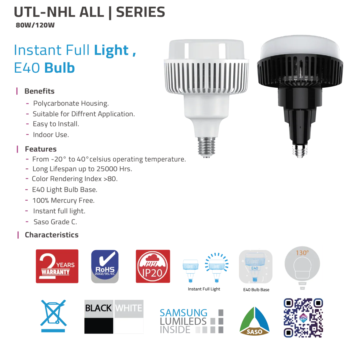 Ultra Light LED High Bay Bulb E40 – Powerful Indoor Lighting (UTL-NHL) - Image 4