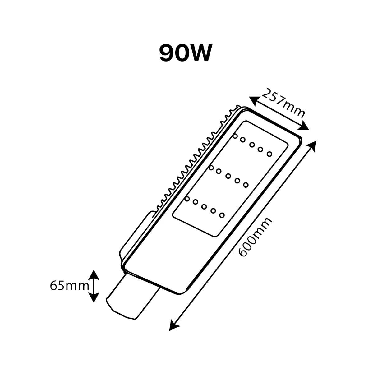 Ultra Light LED Street Light, 60W – 90W, IP65 Aluminum Housing (TUS019B) - Image 7