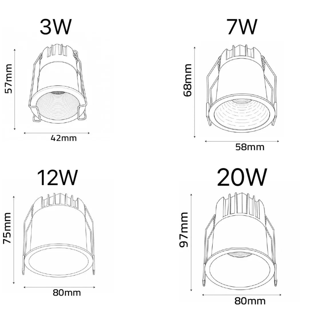 Ultralight Anti-Glare Deep Downlight - COB LED - CRI 95+ (BR4103) - Image 8