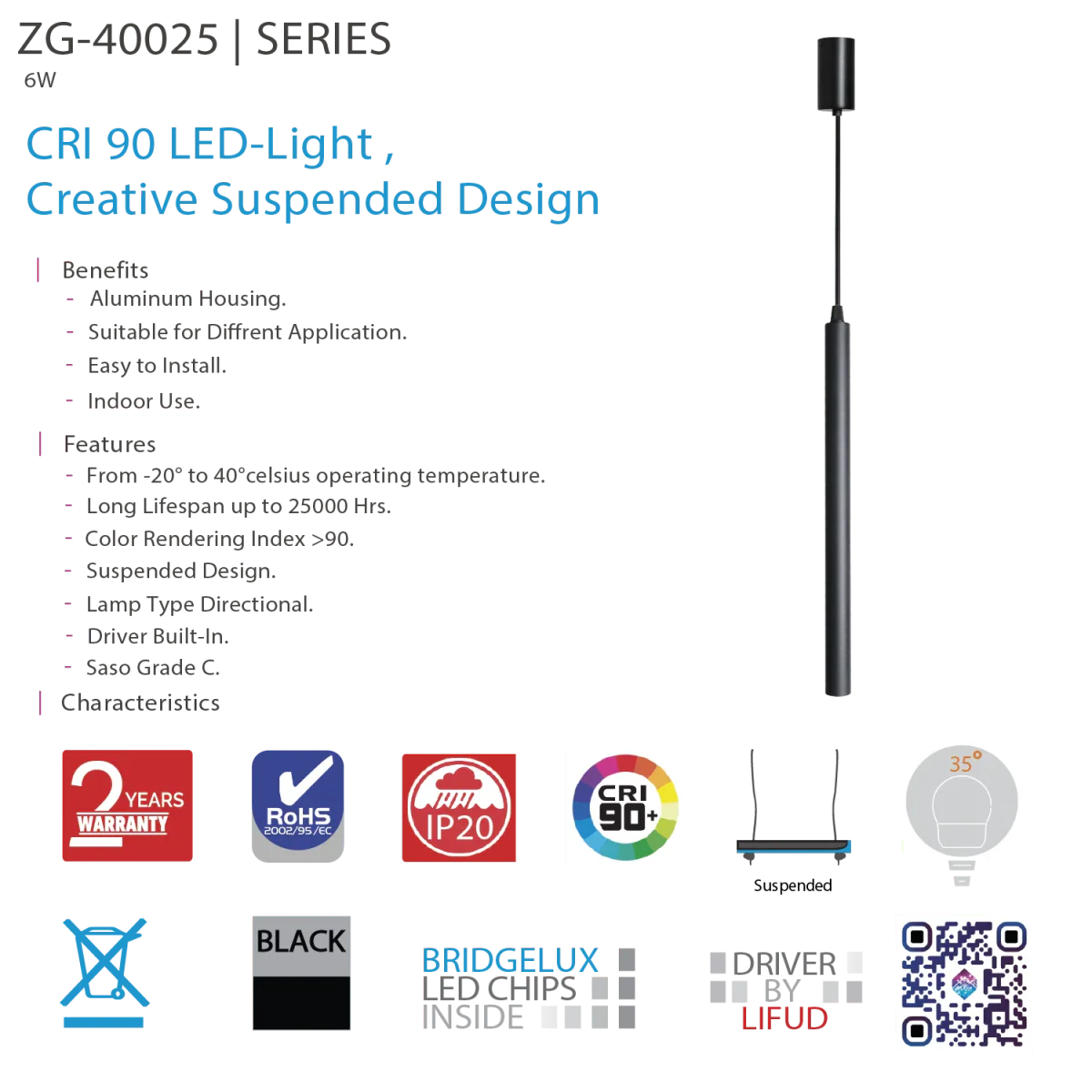 Ultralight Compact Directional Pendant Light (ZG-40025) - Image 6