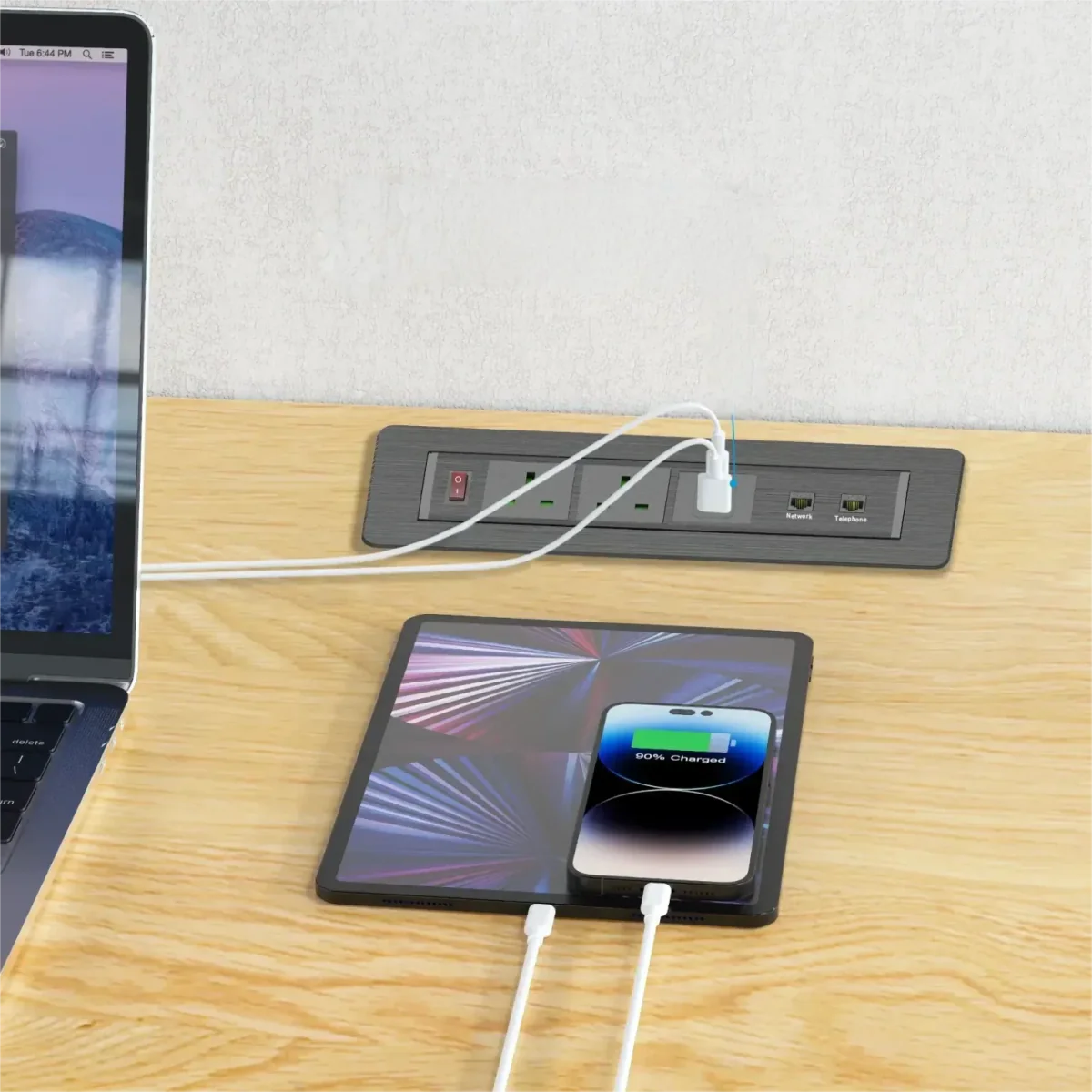 Ultralight Hidden Electric Desktop Socket | Manual Flip-Up Table Box (STS-256) - Image 3