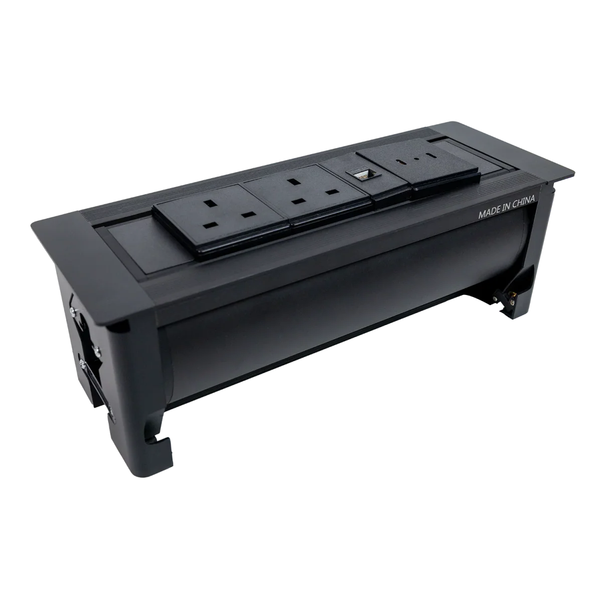 Ultralight Hidden Electric Desktop Socket | Manual Flip-Up Table Box (STS-256) - Image 4