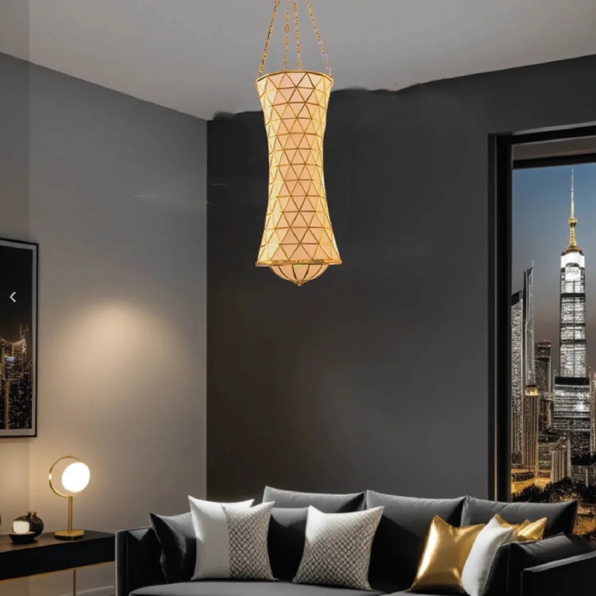 Ultralight Large Luxury Copper Pendant Light 9 E14 Bulb (P3452-500) - Image 4