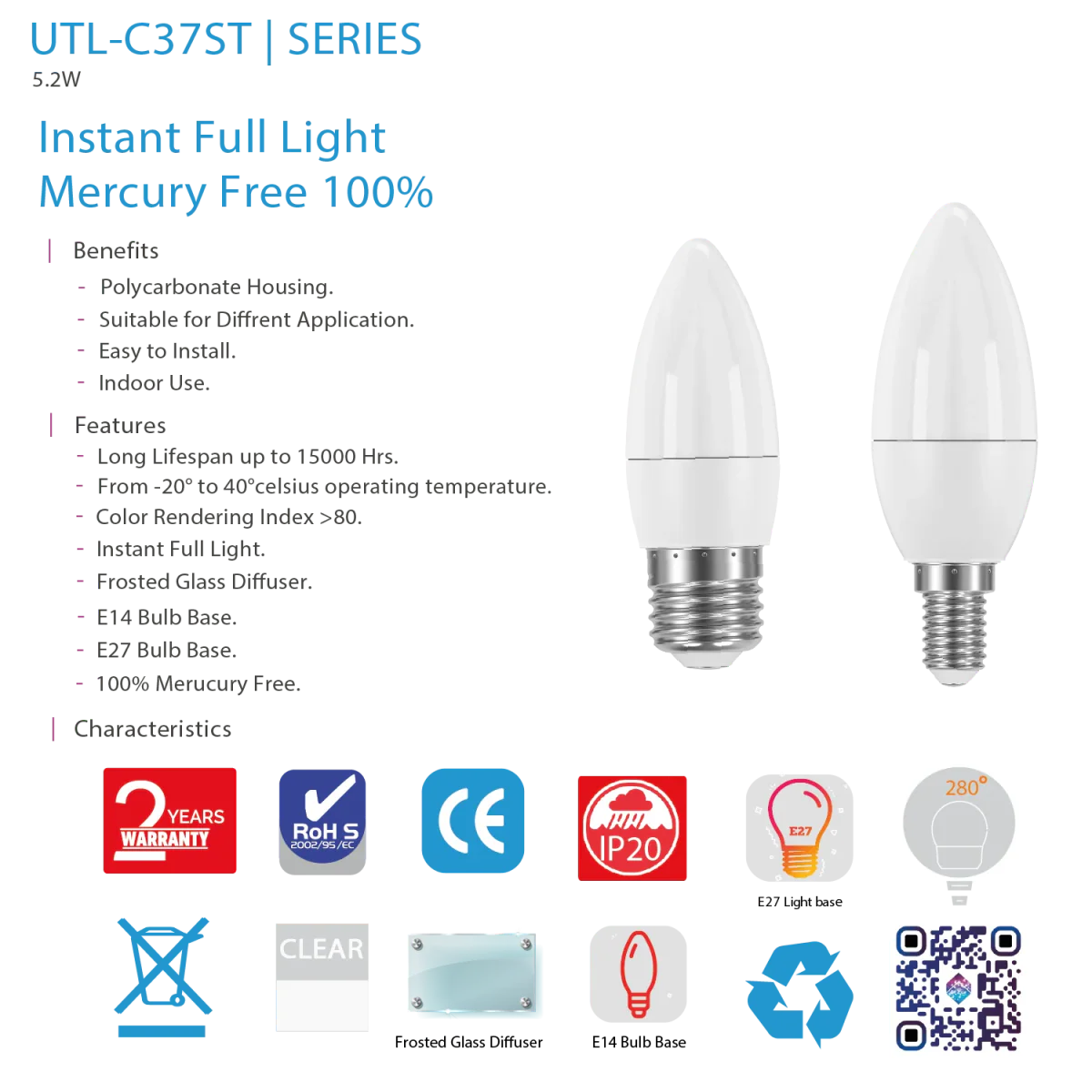 Ultralight LED Bulb Light 5.2W (UTL-C37ST) - Image 5