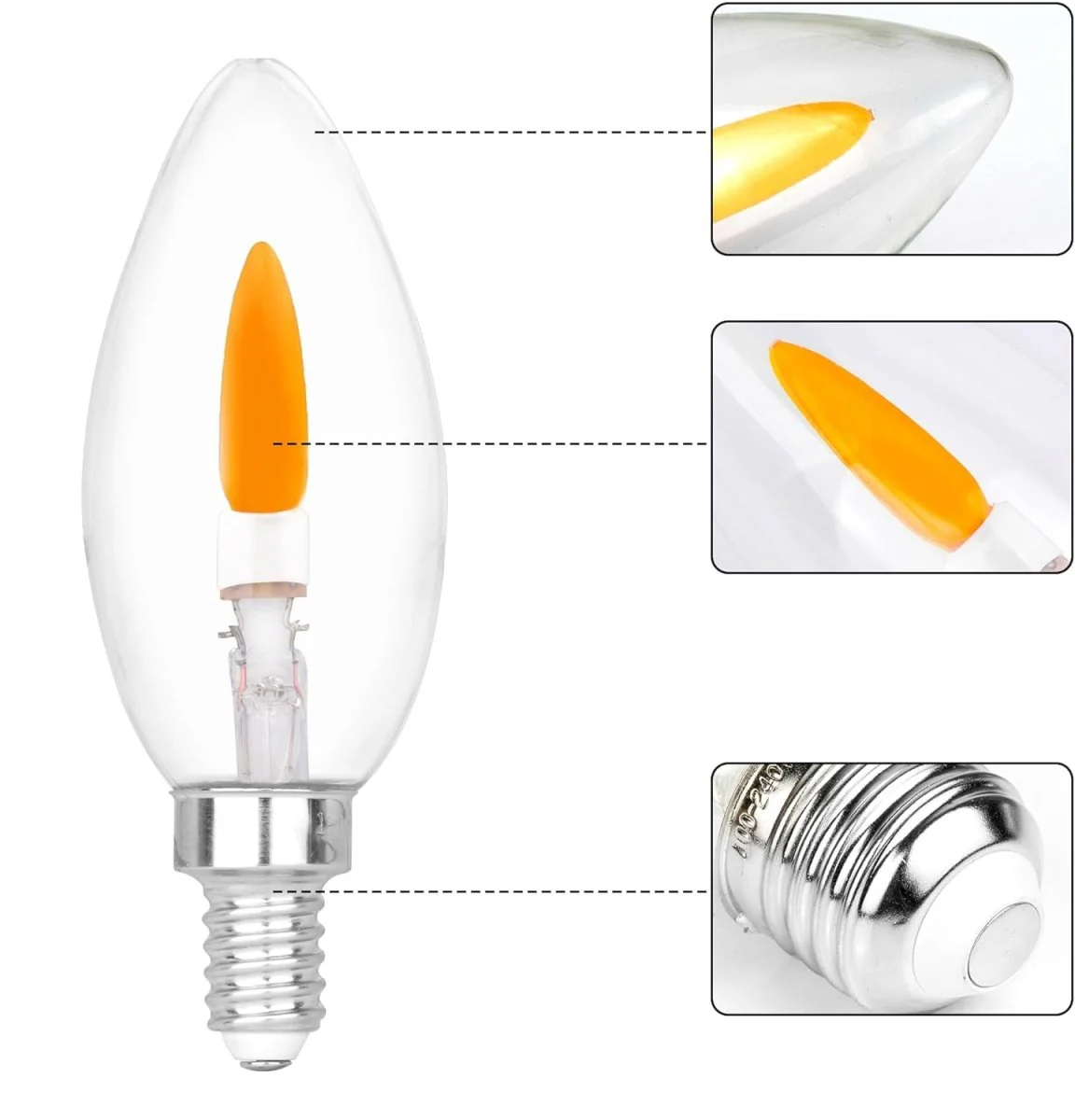 Ultralight LED Candle Filament Bulb Light 1W (UTL-FFCB) - Image 3