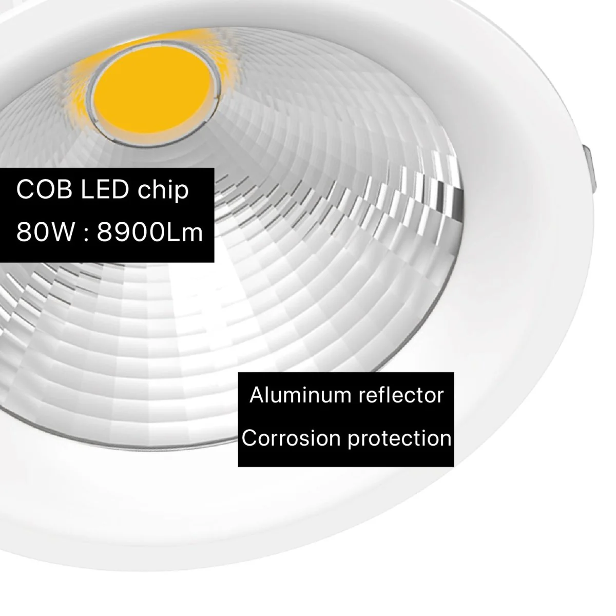 Ultralight LED Downlight - High Wattage 80W - Anti Glare & COB Chip (UTL-DD08) - Image 3