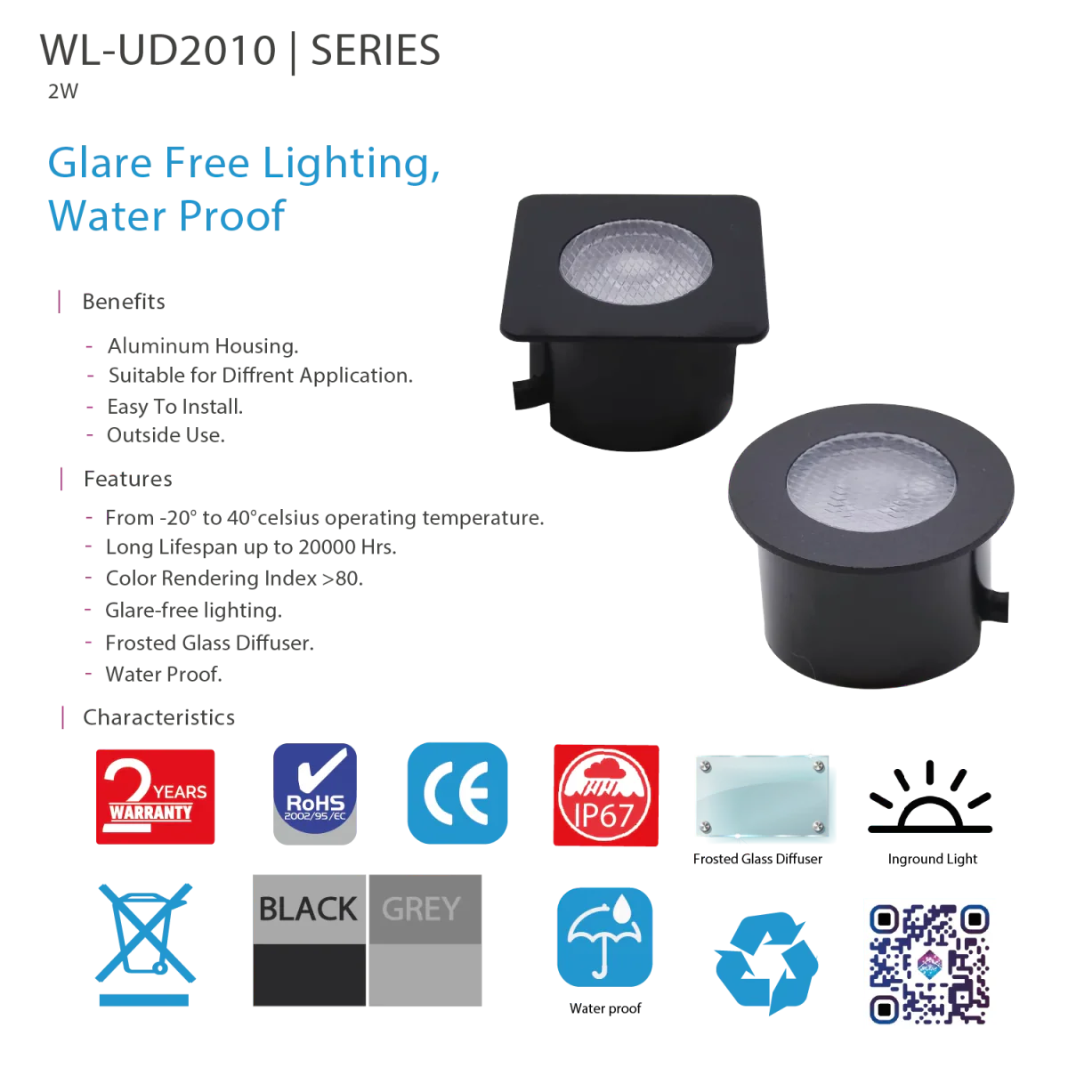 Ultralight LED Inground Light – 2W Waterproof & Glare-Free Outdoor Fixture (UD2010) - Image 6