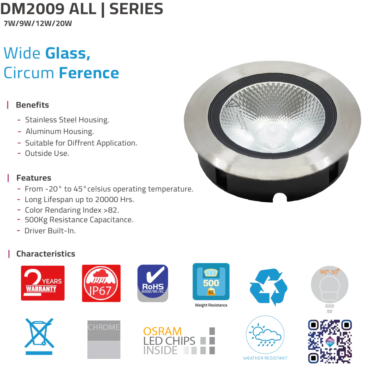 Ultralight LED Inground Light - Weatherproof IP67 - OSRAM LED (DM2009) - Image 4