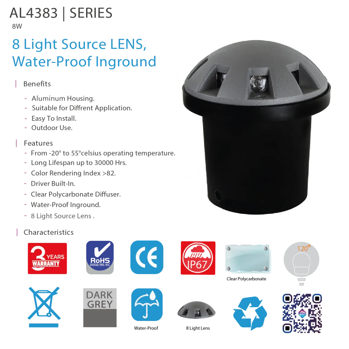 Ultralight LED Inground Light – Waterproof Outdoor Ground Light (AL4383) - Image 6