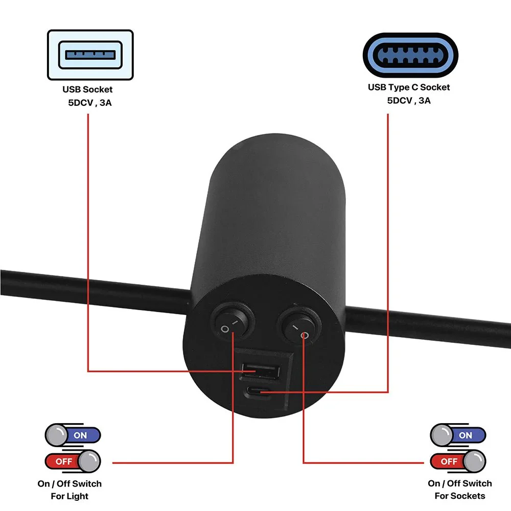Ultralight Linear Wall Lamp Bed - USB , USB Type C (BR2330) - Image 5