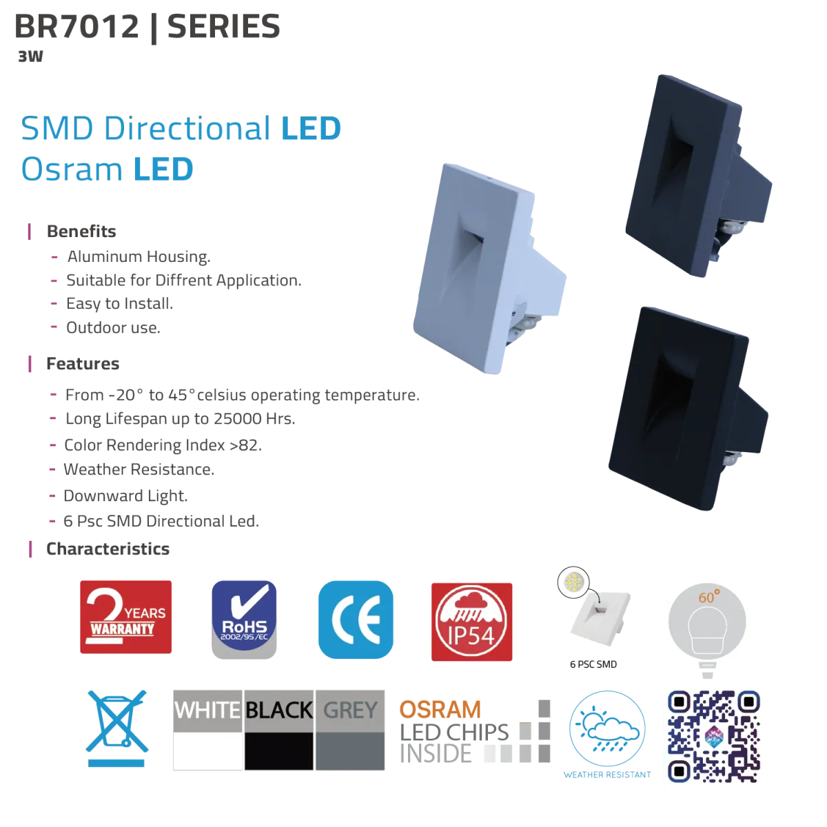 Ultralight Outdoor Stair Light Weather Resistant 3W IP54 (BR7012) - Image 6